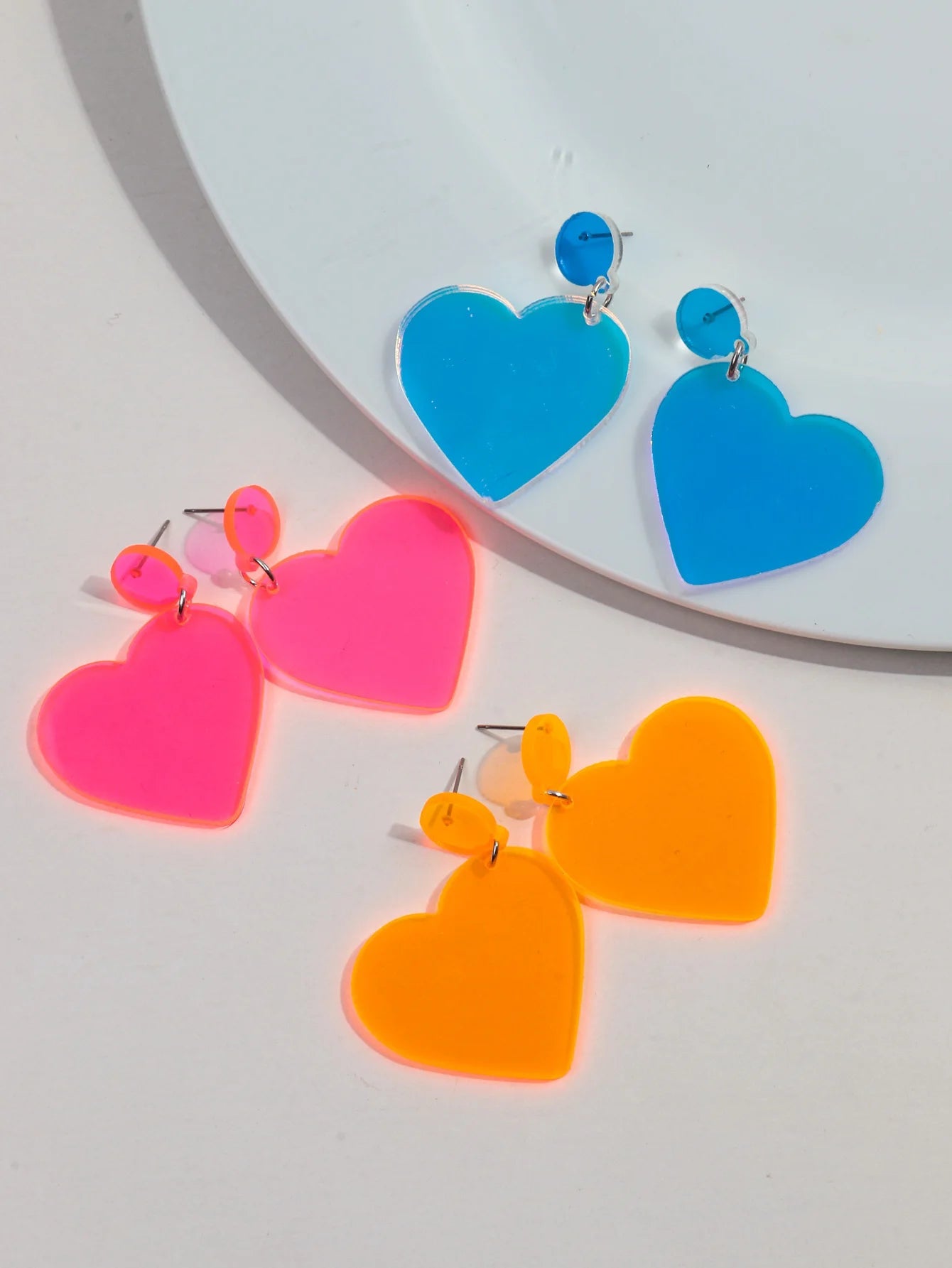 Glitter or Neon Acrylic Love Heart Drop Earrings - Gay SkateGlitter or Neon Acrylic Love Heart Drop Earringsskate accessoriesGay SkateGay Skate200001034:5740#silver color