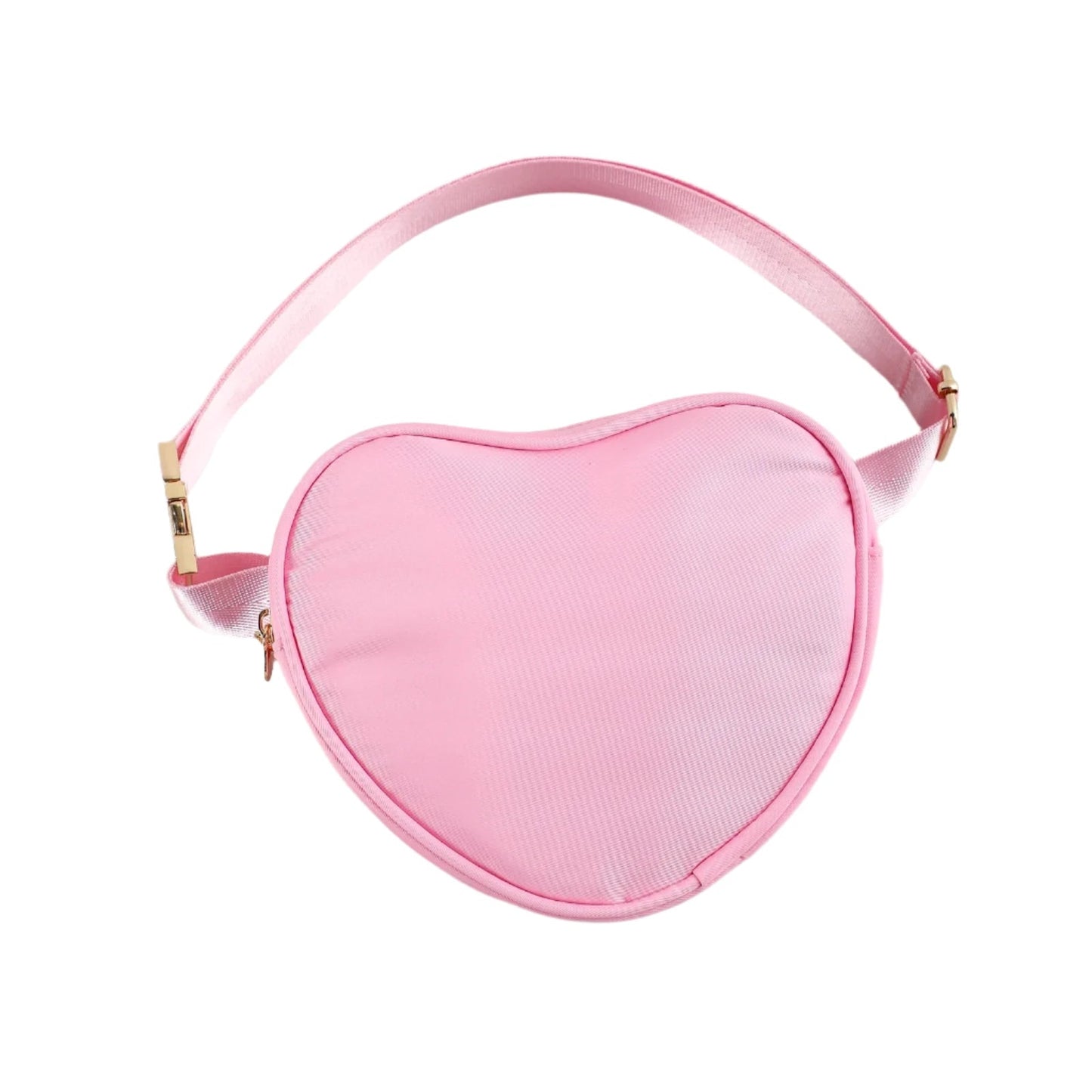 Love heart shaped bag with waist strap and gold details. This Heart Shaped Crossbody Bag or Fanny Pack is perfect for your skating adventures. Its unique love heart design is a fashionable statement piece, while the bag's practicality offers hands-free convenience. Available in kawaii shades of pink, teal, and tie dye, or make a bold statement with red.
