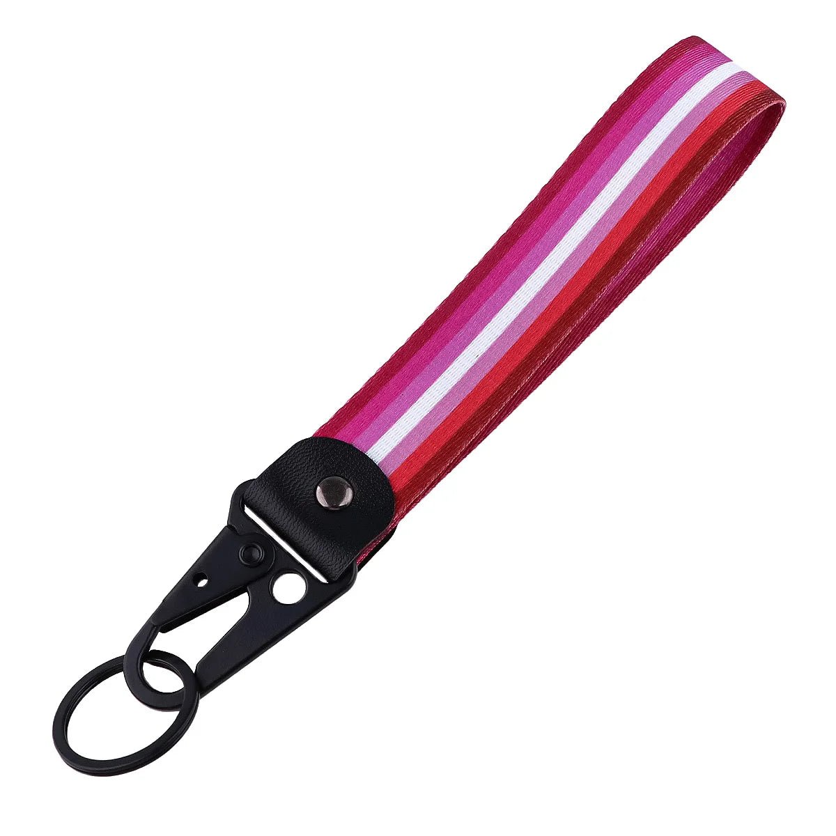 Key chain clip on lanyard - trans and lesbian pride flag