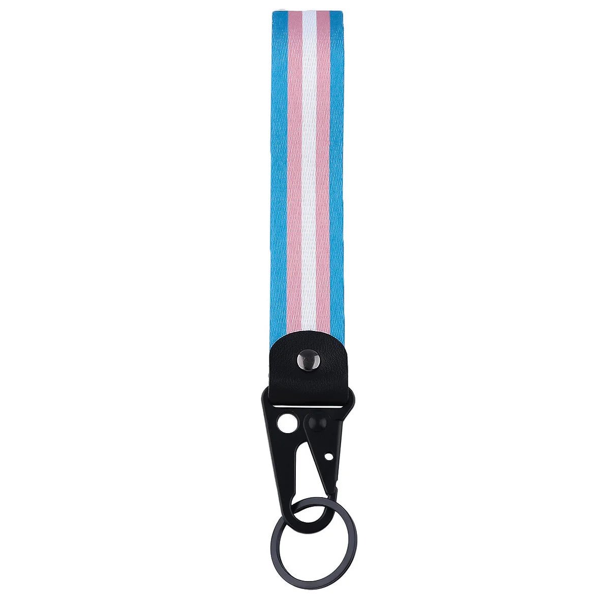 Key chain clip on lanyard - trans and lesbian pride flag