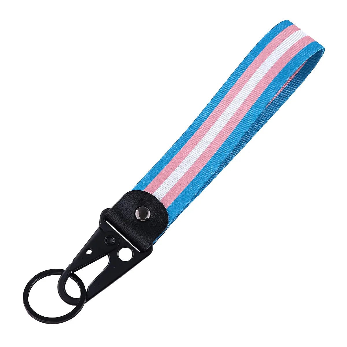 Key chain clip on lanyard - trans and lesbian pride flag