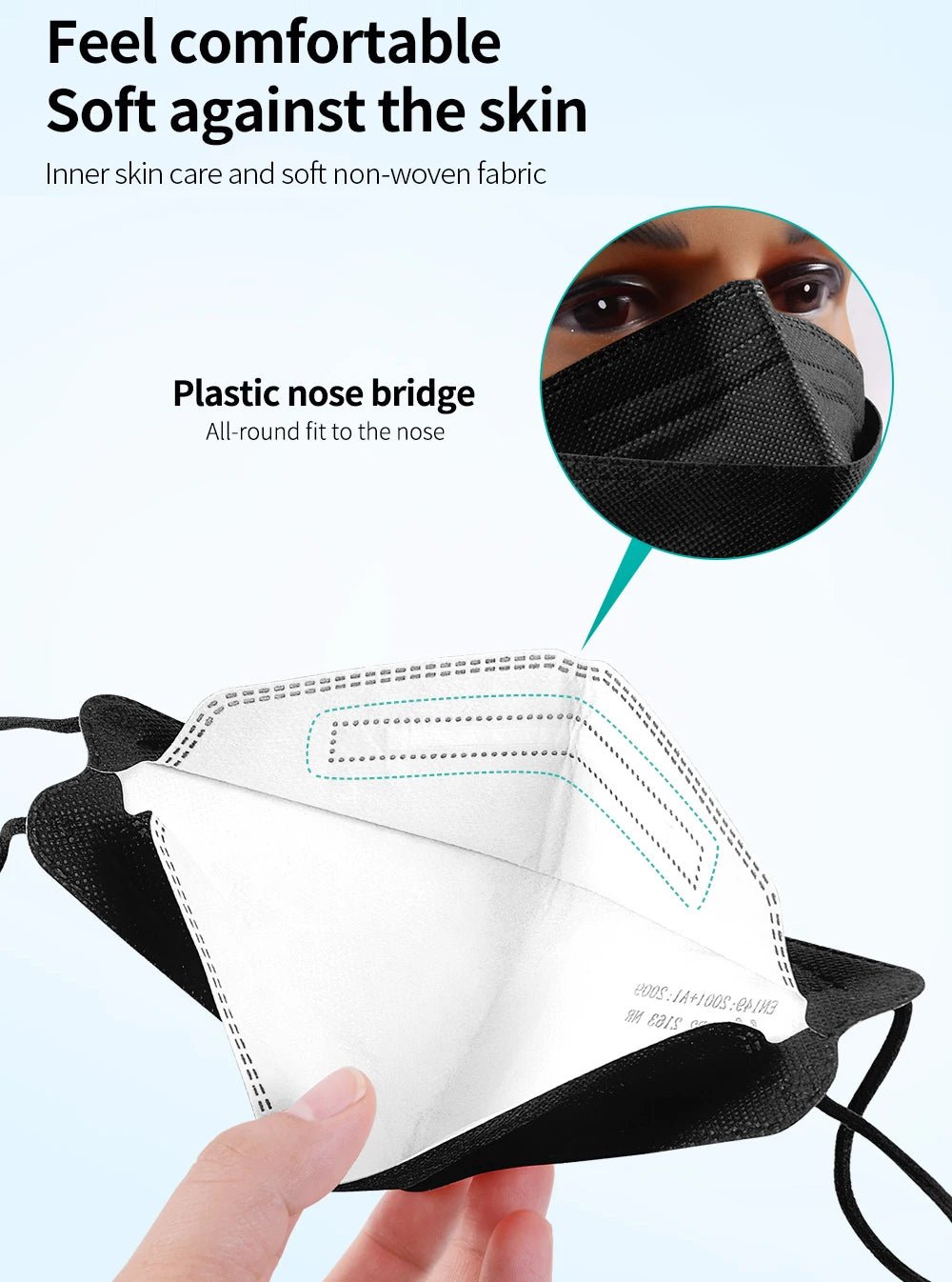 KN95 Face Masks - Pink, Blue, Black, White, Grey - 200/100/50 pieces - Gay SkateKN95 Face Masks - Pink, Blue, Black, White, Grey - 200/100/50 piecesskate accessoriesGay SkateGay Skate14:350853#Black 50PCS