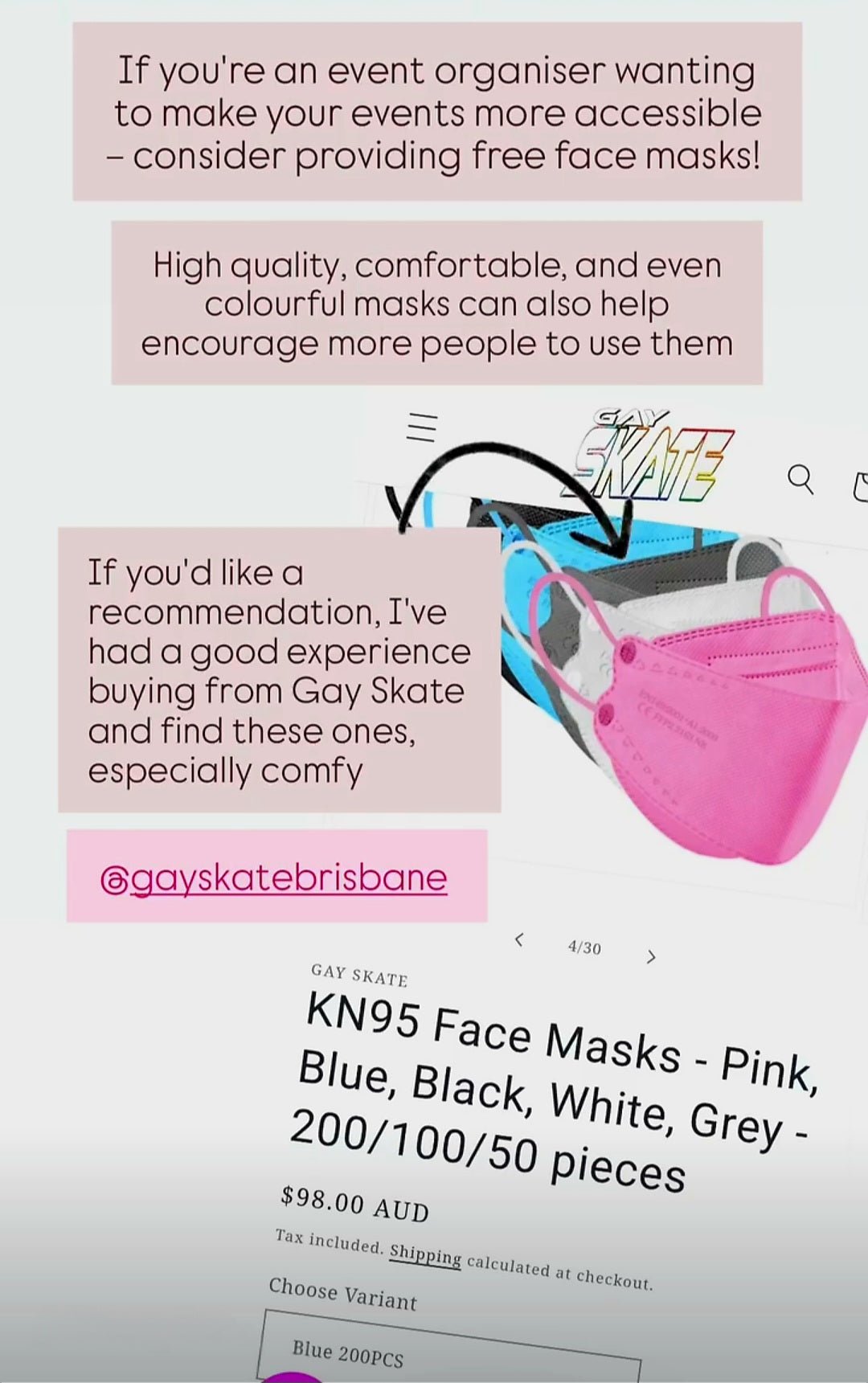 KN95 Face Masks - Pink, Blue, Black, White, Grey - 200/100/50 pieces