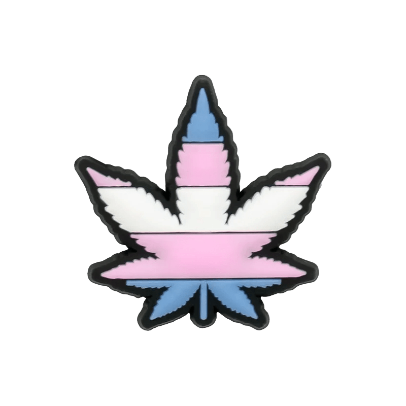 Trans weed jibbitz. Transgender pride flag cannabis leaf shoe charms