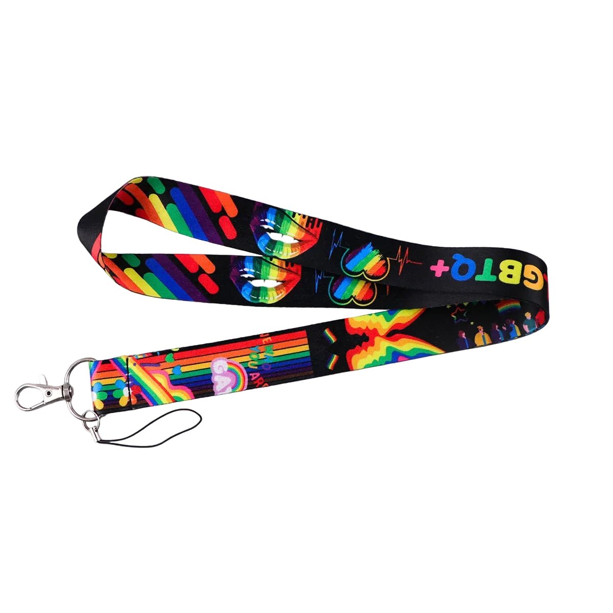 Lanyard with rainbow design and LGBTQ+ text