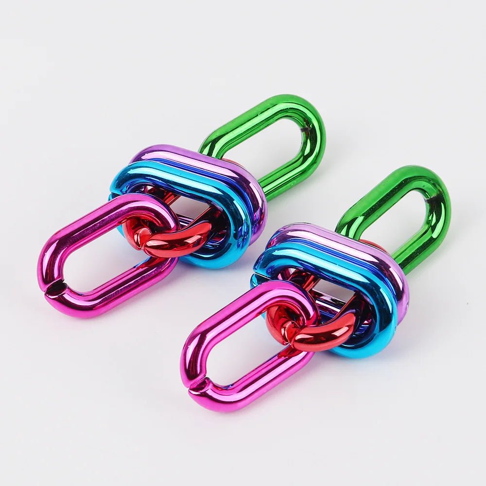Metallic Chain Link Drop Earrings - Gay SkateMetallic Chain Link Drop Earringsskate accessoriesGay SkateGay Skate200001034:361200#green rose mixed