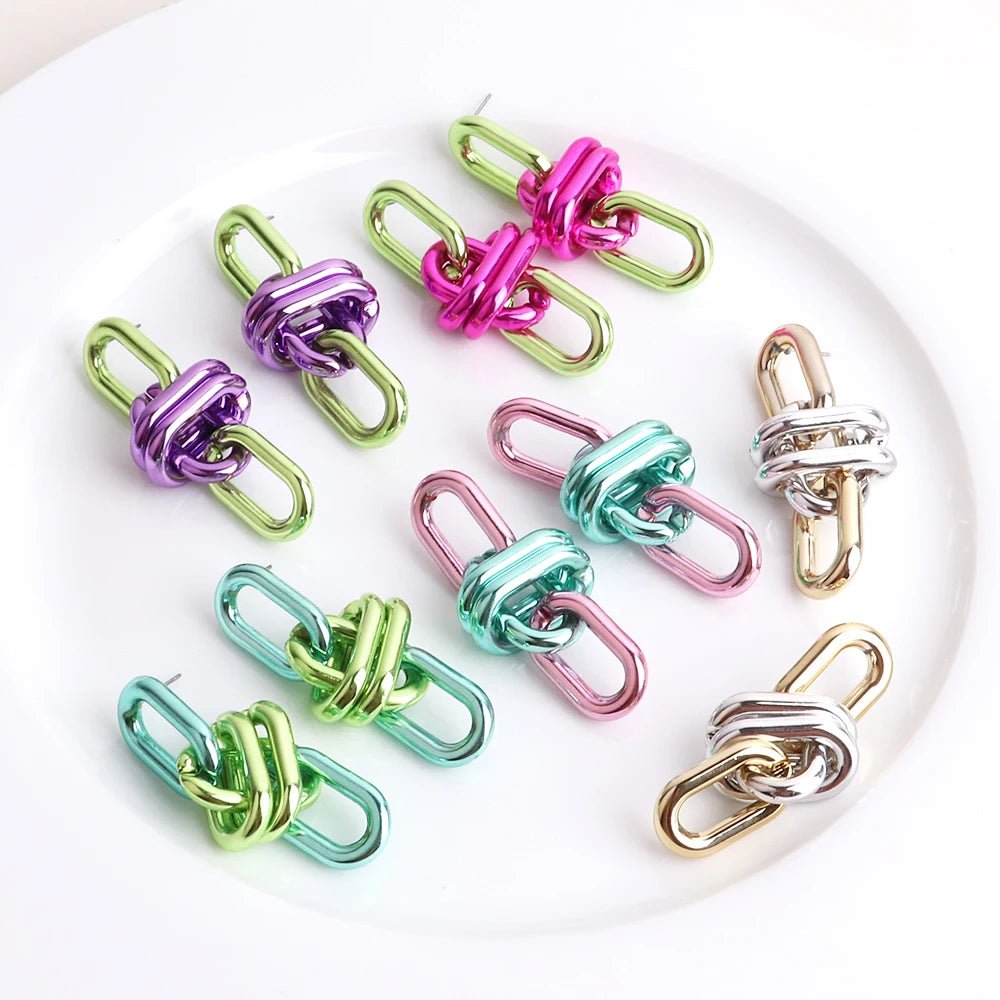 Metallic Chain Link Drop Earrings - Gay SkateMetallic Chain Link Drop Earringsskate accessoriesGay SkateGay Skate200001034:200003760#blue green