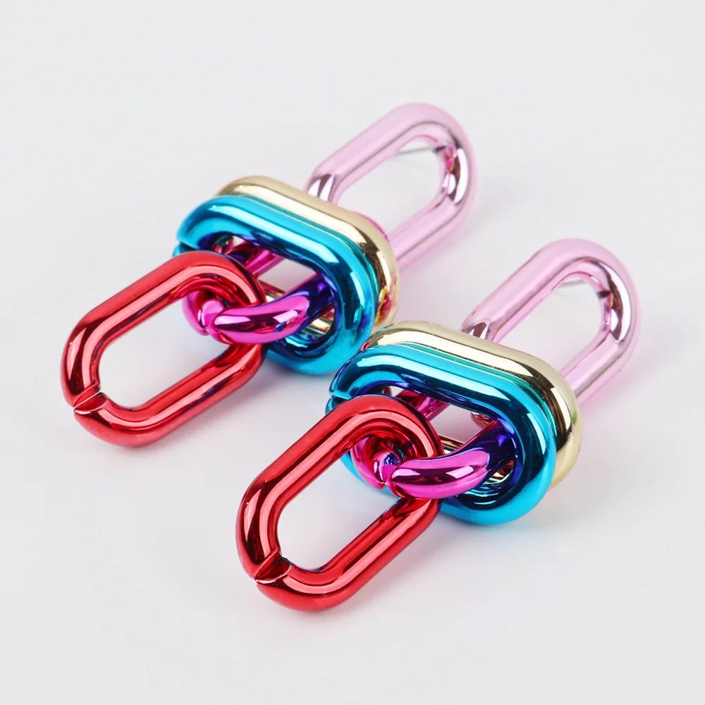 Metallic Chain Link Drop Earrings - Gay SkateMetallic Chain Link Drop Earringsskate accessoriesGay SkateGay Skate200001034:5740#pink red mixed