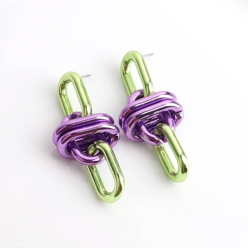 Metallic Chain Link Drop Earrings - Gay SkateMetallic Chain Link Drop Earringsskate accessoriesGay SkateGay Skate200001034:200003760#blue green