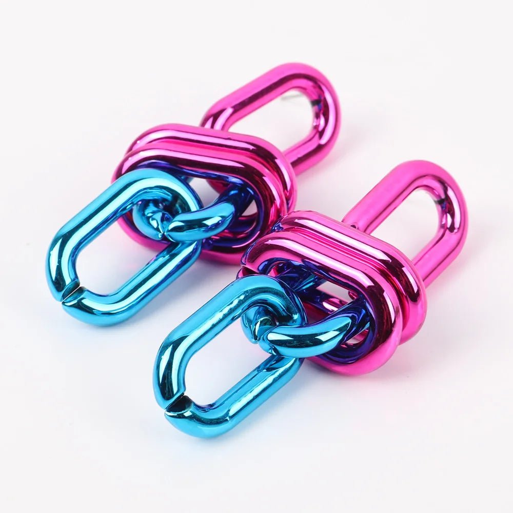 Metallic Chain Link Drop Earrings - Gay SkateMetallic Chain Link Drop Earringsskate accessoriesGay SkateGay Skate200001034:367#Pink Blue
