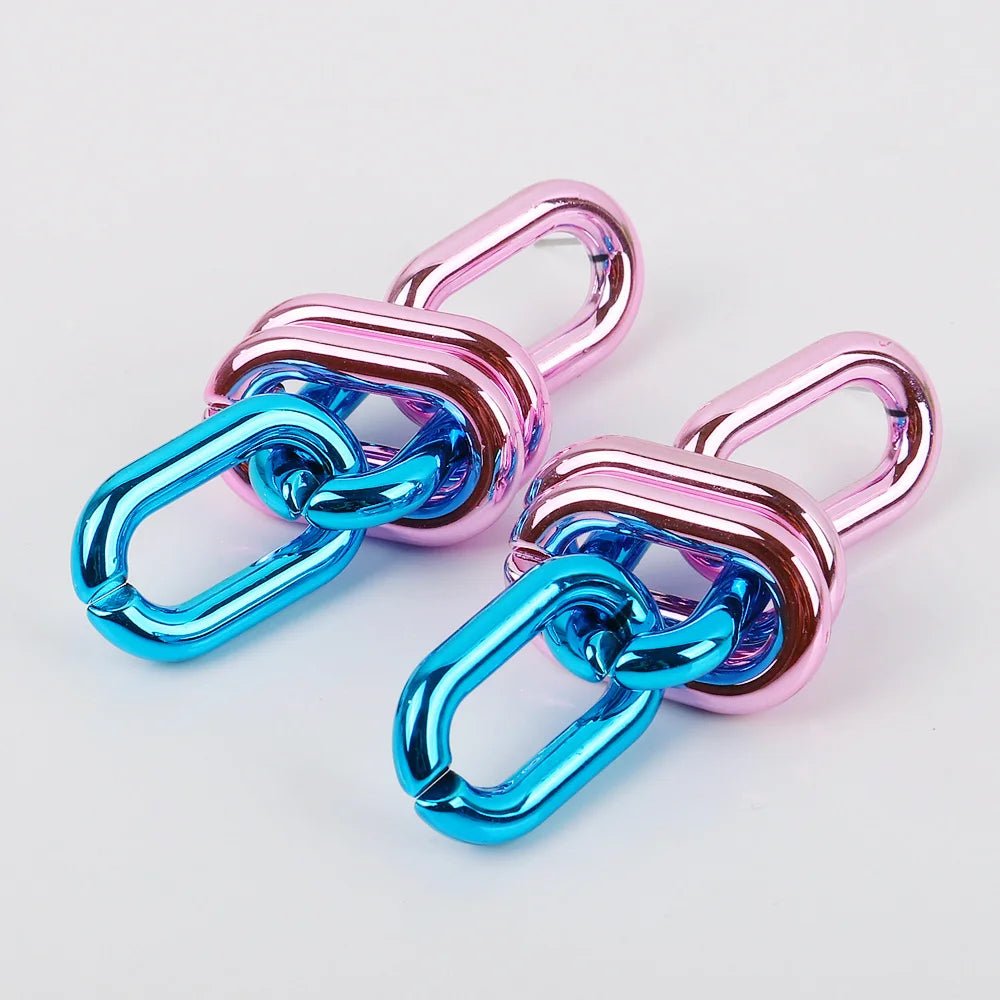 Metallic Chain Link Drop Earrings - Gay SkateMetallic Chain Link Drop Earringsskate accessoriesGay SkateGay Skate200001034:35869094#pink blue 1