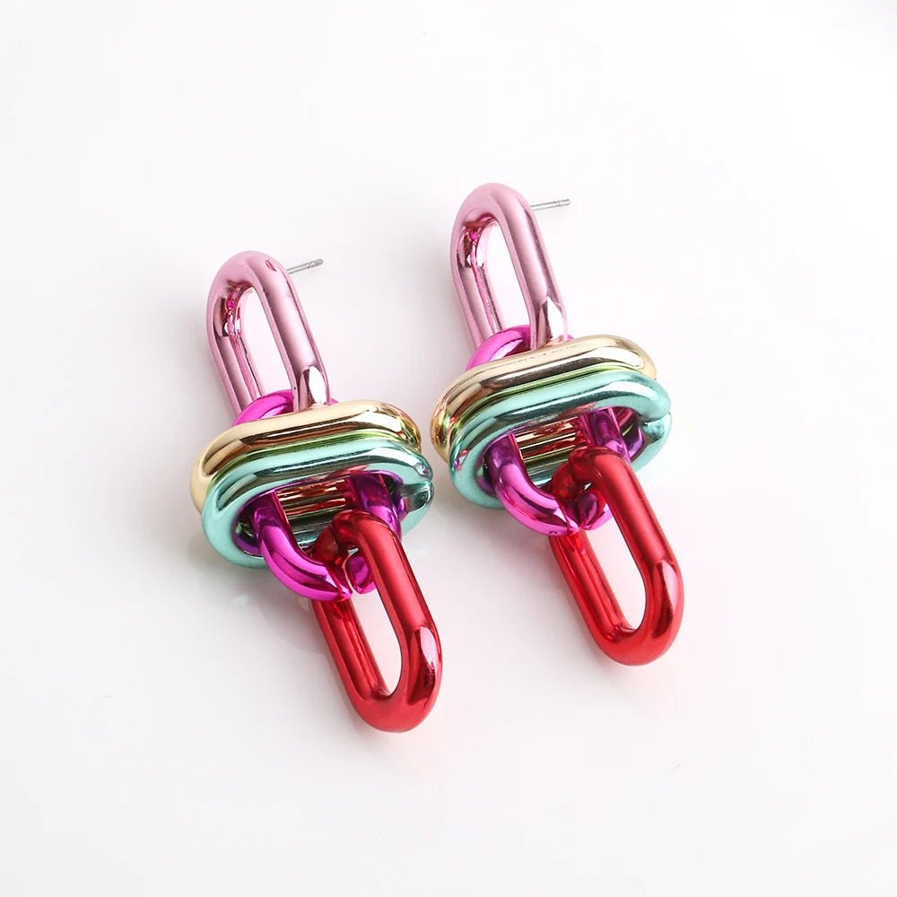 Metallic Chain Link Drop Earrings - Gay SkateMetallic Chain Link Drop Earringsskate accessoriesGay SkateGay Skate200001034:200003760#blue green