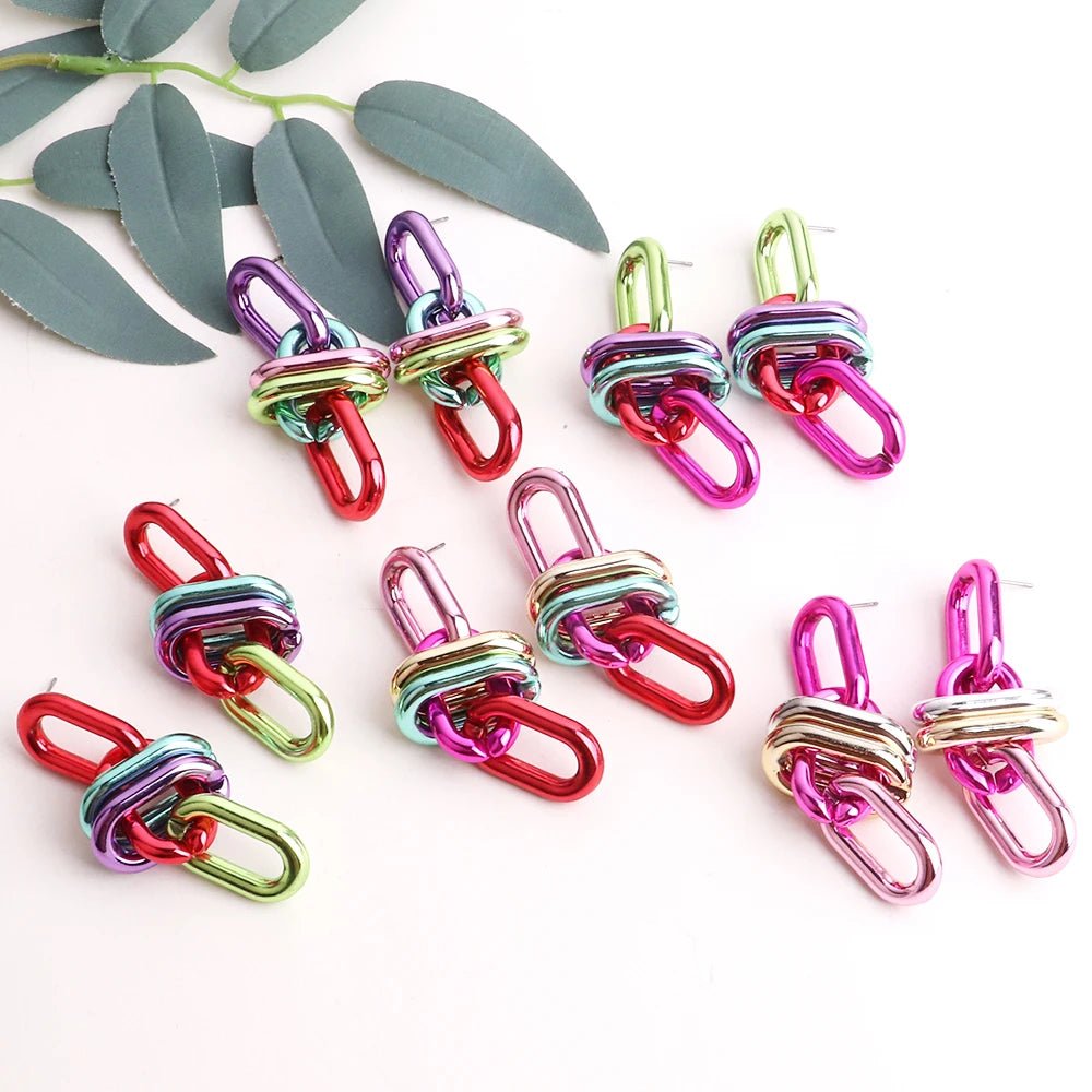Metallic Chain Link Drop Earrings - Gay SkateMetallic Chain Link Drop Earringsskate accessoriesGay SkateGay Skate200001034:200003760#blue green