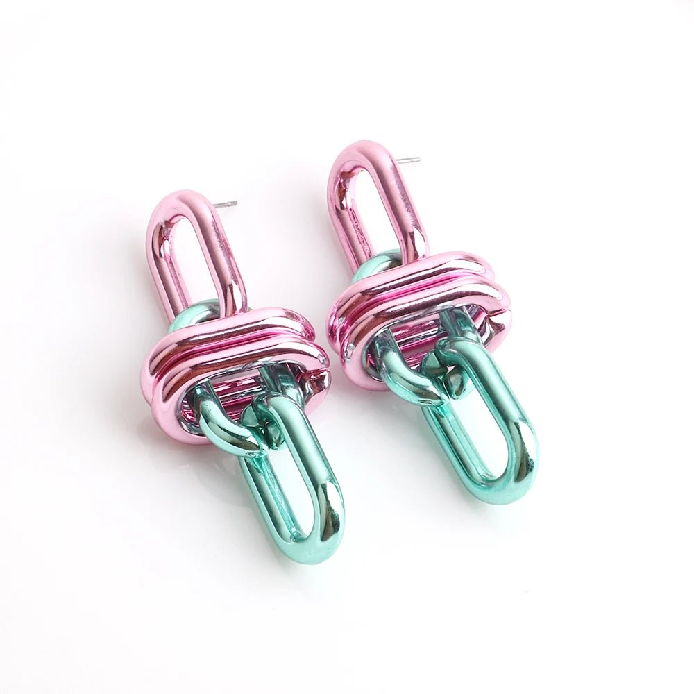 Metallic Chain Link Drop Earrings - Gay SkateMetallic Chain Link Drop Earringsskate accessoriesGay SkateGay Skate200001034:200003760#blue green