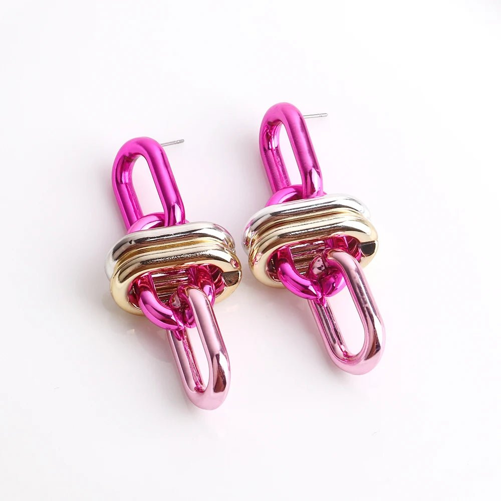 Metallic Chain Link Drop Earrings - Gay SkateMetallic Chain Link Drop Earringsskate accessoriesGay SkateGay Skate200001034:361180#rose pink mixed