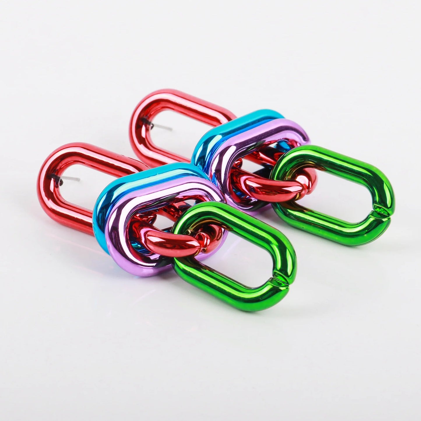 Metallic Chain Link Drop Earrings - Gay SkateMetallic Chain Link Drop Earringsskate accessoriesGay SkateGay Skate200001034:865#Red Green mixed