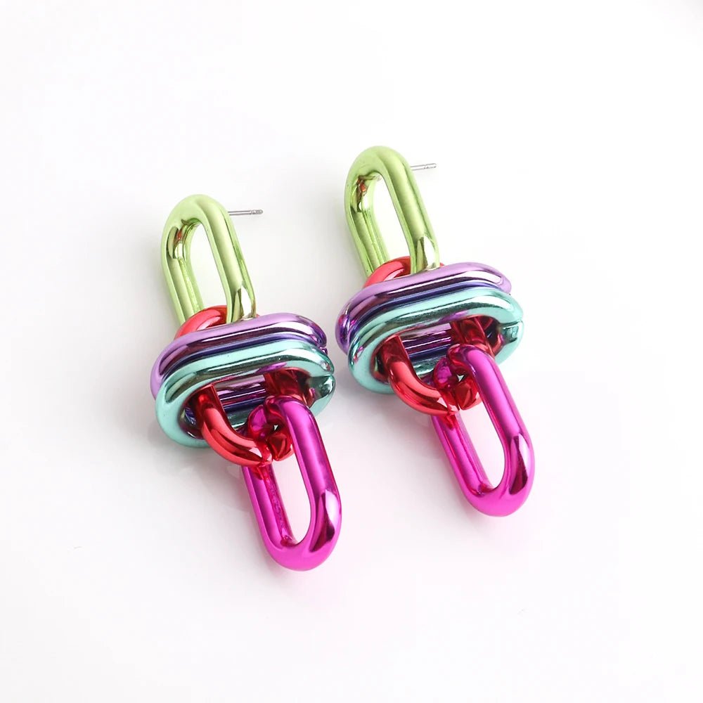 Metallic Chain Link Drop Earrings - Gay SkateMetallic Chain Link Drop Earringsskate accessoriesGay SkateGay Skate200001034:200003760#blue green