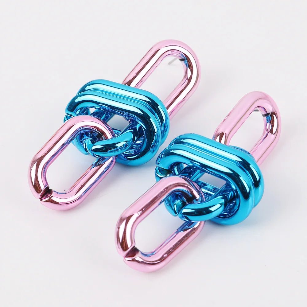 Metallic Chain Link Drop Earrings - Gay SkateMetallic Chain Link Drop Earringsskate accessoriesGay SkateGay Skate200001034:361181#pink blue 2