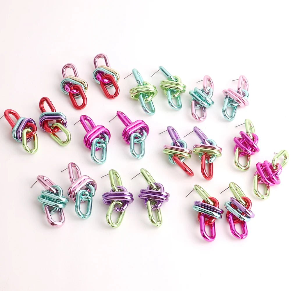 Metallic Chain Link Drop Earrings - Gay SkateMetallic Chain Link Drop Earringsskate accessoriesGay SkateGay Skate200001034:200003760#blue green
