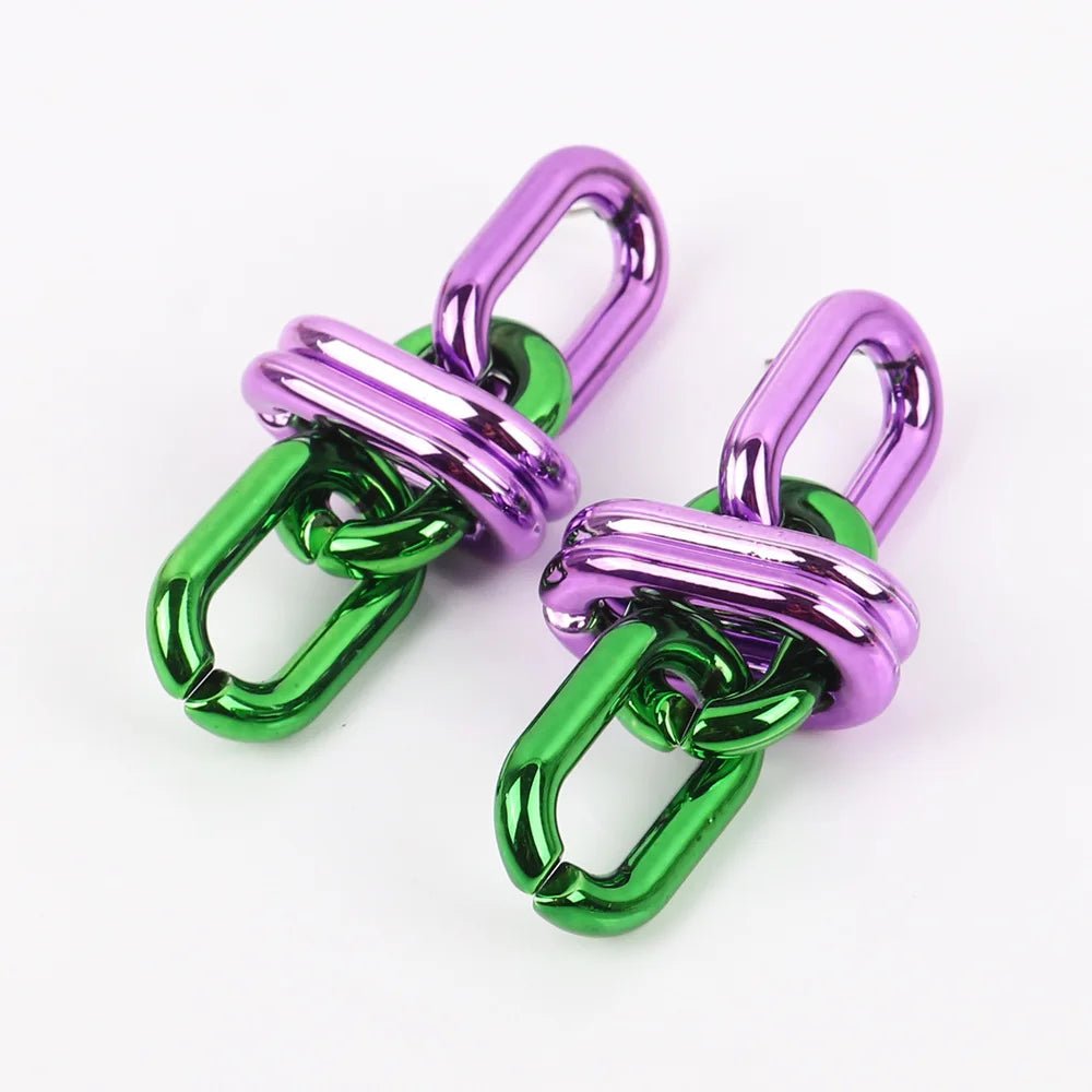Metallic Chain Link Drop Earrings - Gay SkateMetallic Chain Link Drop Earringsskate accessoriesGay SkateGay Skate200001034:20555828#purple green