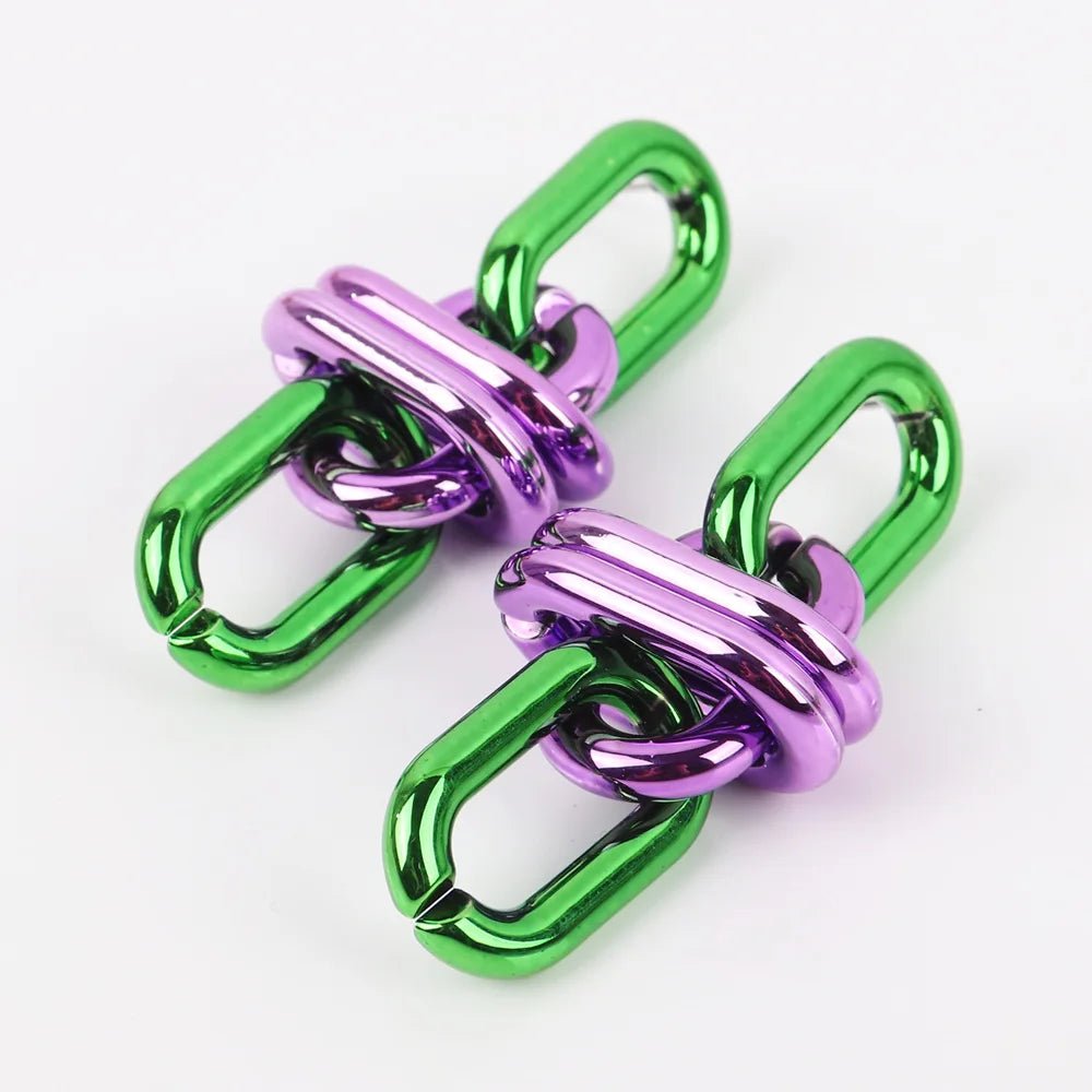 Metallic Chain Link Drop Earrings - Gay SkateMetallic Chain Link Drop Earringsskate accessoriesGay SkateGay Skate200001034:6145#green purple