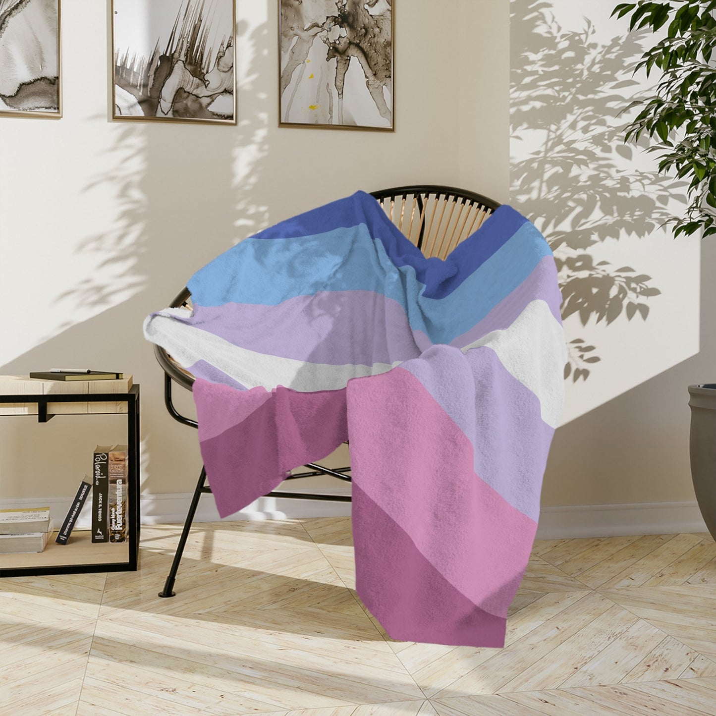 Minky Blanket Bigender Pride Flag - Velveteen Microfiber Blanket