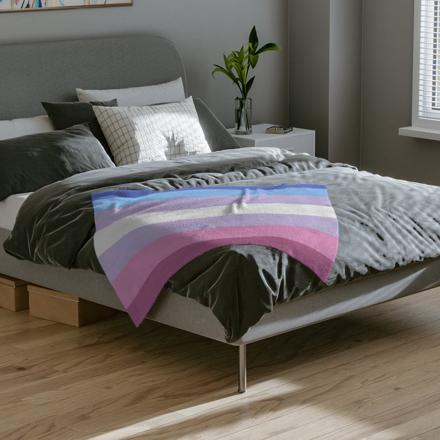 Minky Blanket Bigender Pride Flag - Velveteen Microfiber Blanket