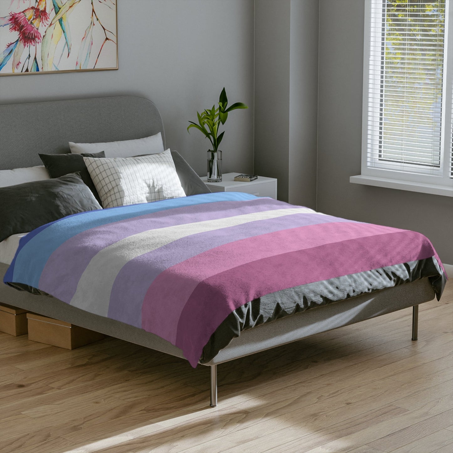 Minky Blanket Bigender Pride Flag - Velveteen Microfiber Blanket