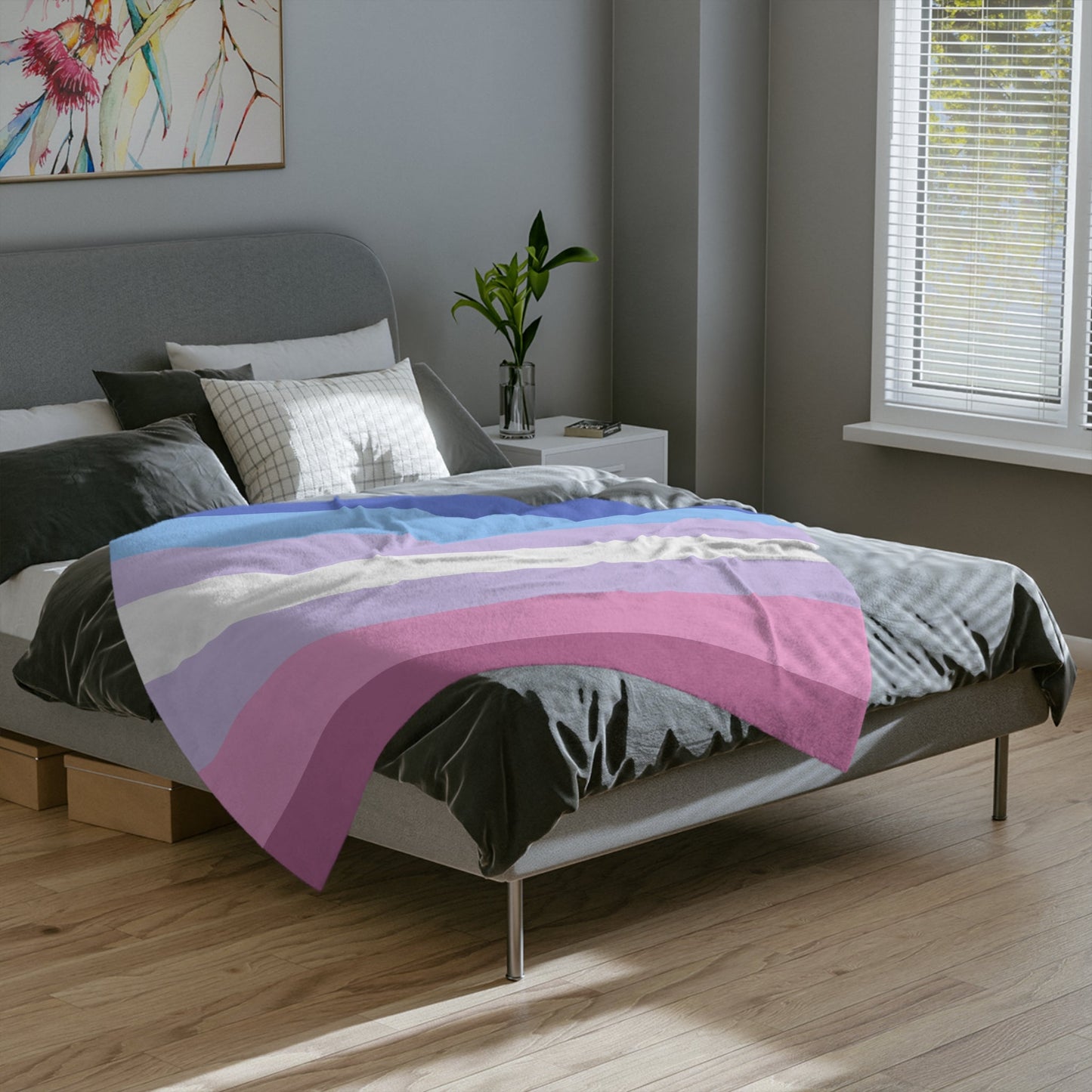 Minky Blanket Bigender Pride Flag - Velveteen Microfiber Blanket