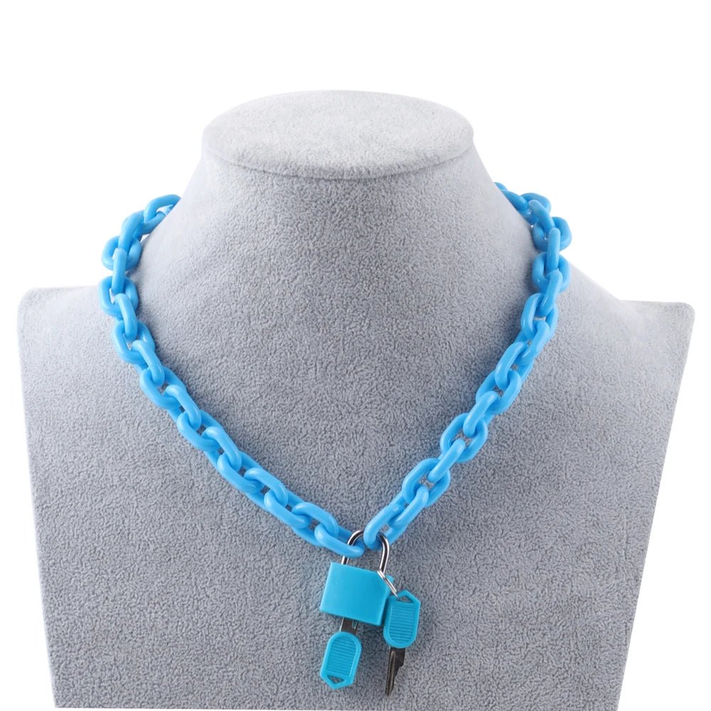 Neon Acrylic Chain and Padlock Necklace - Gay SkateNeon Acrylic Chain and Padlock Necklaceskate accessoriesGay SkateGay Skate200001034:1433145302#Light Blue