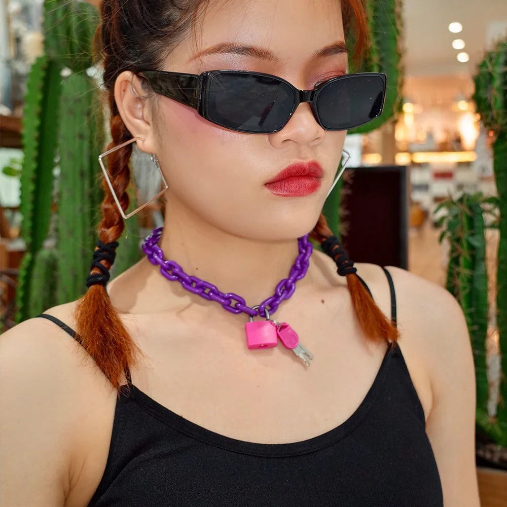 Neon Acrylic Chain and Padlock Necklace - Gay SkateNeon Acrylic Chain and Padlock Necklaceskate accessoriesGay SkateGay Skate200001034:1433145302#Light Blue