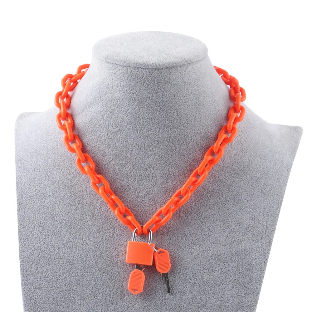 Neon Acrylic Chain and Padlock Necklace - Gay SkateNeon Acrylic Chain and Padlock Necklaceskate accessoriesGay SkateGay Skate200001034:7883453201#Orange Lock