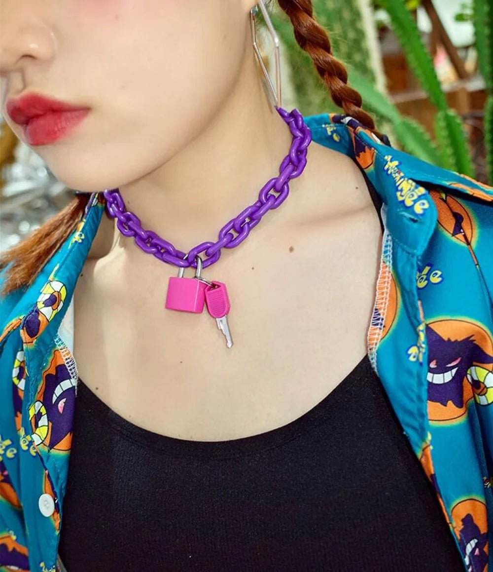 Neon Acrylic Chain and Padlock Necklace - Gay SkateNeon Acrylic Chain and Padlock Necklaceskate accessoriesGay SkateGay Skate200001034:1433145302#Light Blue