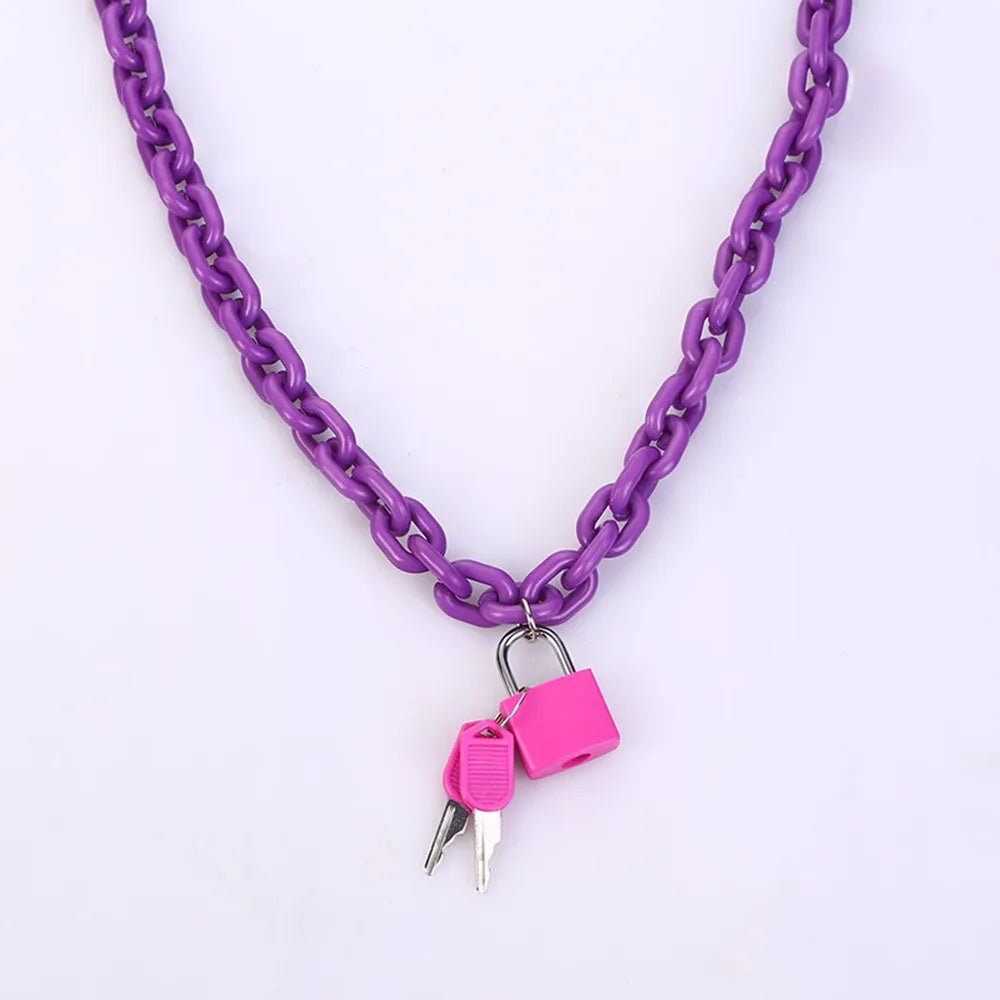 Neon Acrylic Chain and Padlock Necklace - Gay SkateNeon Acrylic Chain and Padlock Necklaceskate accessoriesGay SkateGay Skate200001034:17053024#purple