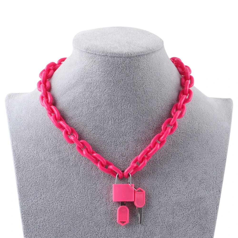 Neon Acrylic Chain and Padlock Necklace - Gay SkateNeon Acrylic Chain and Padlock Necklaceskate accessoriesGay SkateGay Skate200001034:361181#Neon Pink