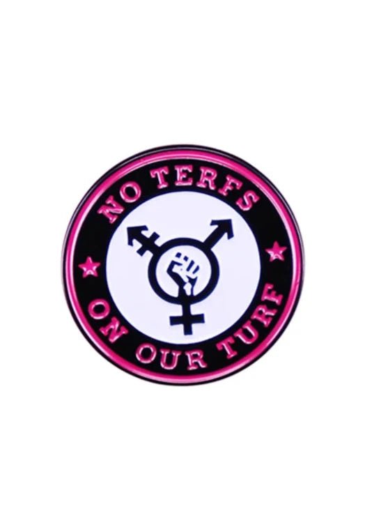 NO TERFS ON OUR TURF pin - Gay SkateNO TERFS ON OUR TURF pinskate accessoriesGay SkateGay Skate200001033:200003761;200007763:201336100