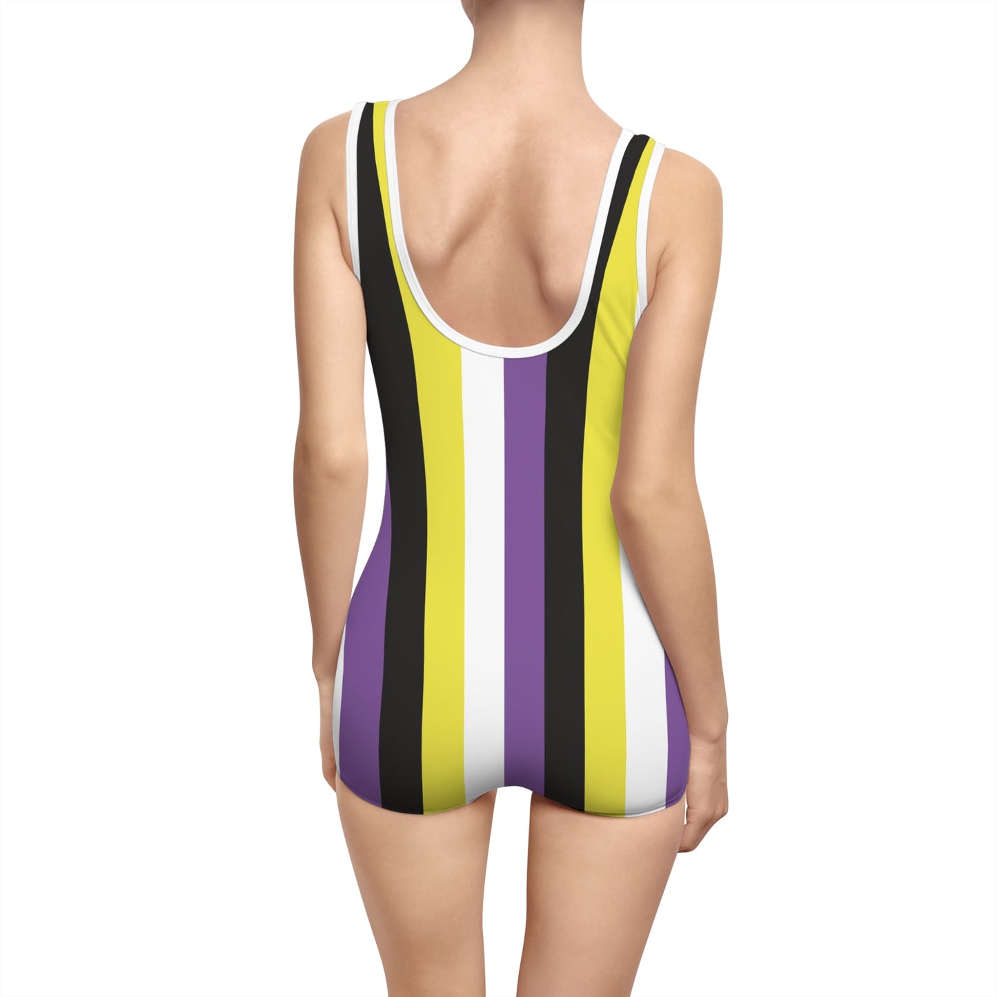 Non - Binary Pride Flag Vintage Swimsuit - Gay SkateNon - Binary Pride Flag Vintage SwimsuitAll Over PrintsPrintifyGay Skate25311872701543759989