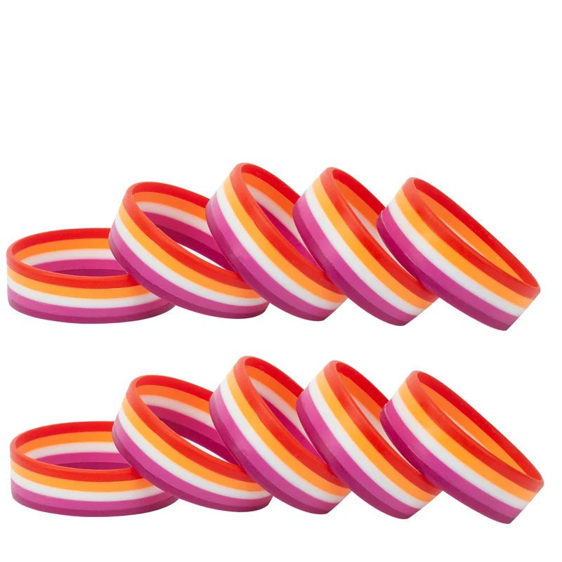 Lesbian pride flag silicone wrist bands