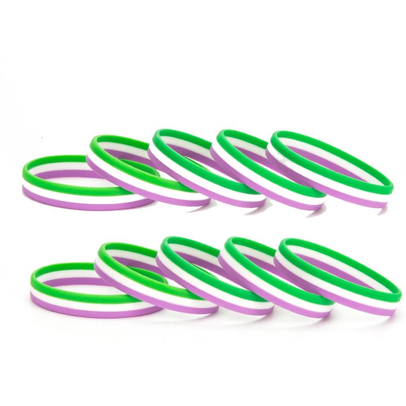 Gender queer flag green white purple pride flag silicone wrist bands