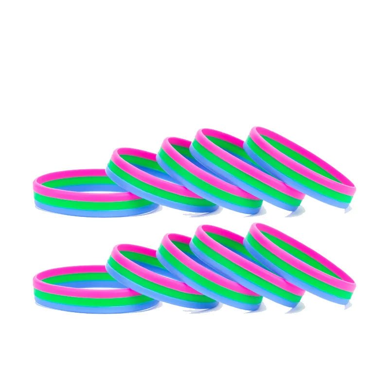 Polyamorous polysexual poly pride flag silicone wrist bands