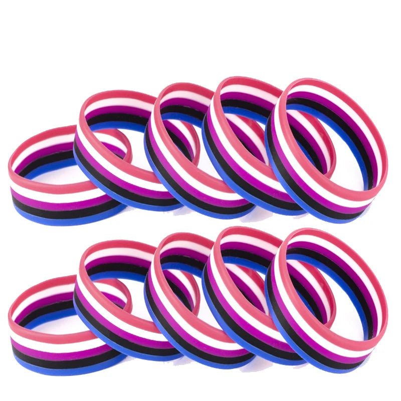 Genderfluid pride flag silicone wrist bands
