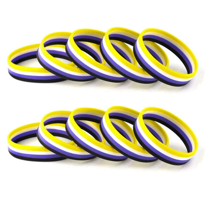 Non-binary pride flag silicone wrist bands