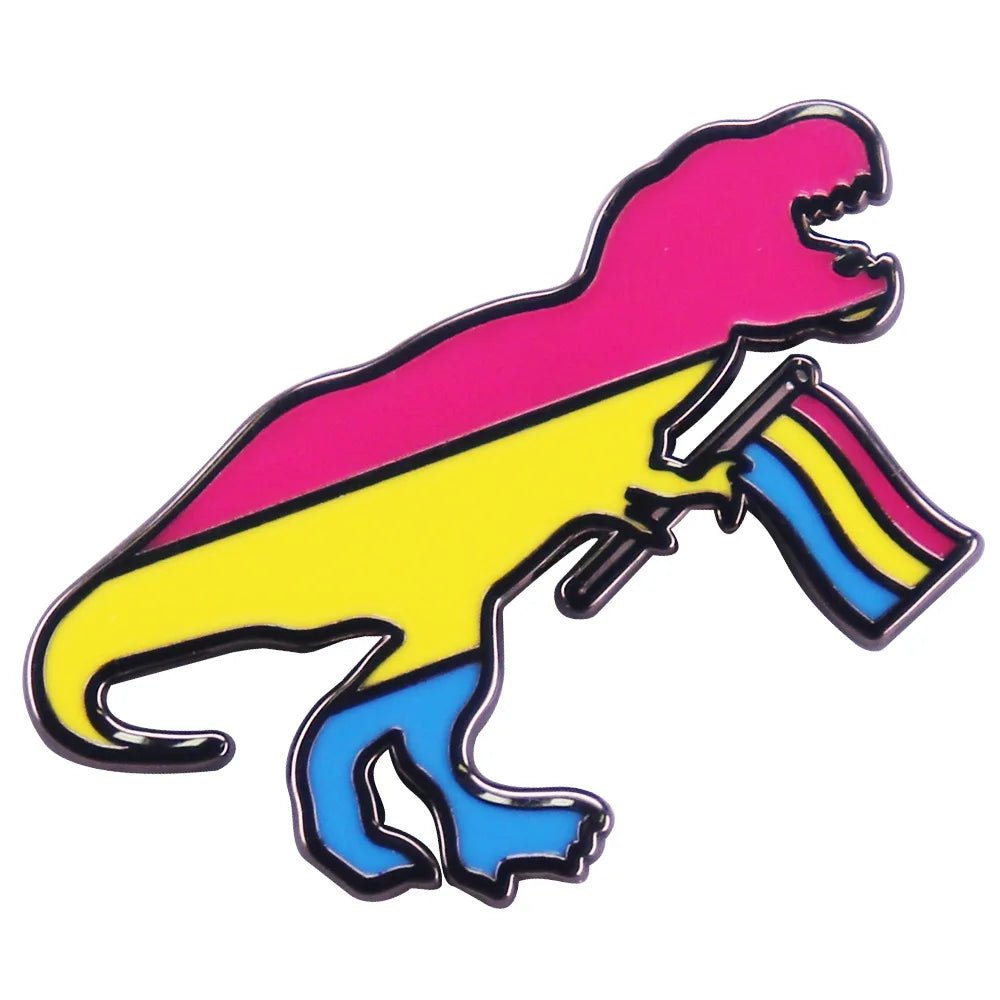 Pansexual Pride Badge - Dinosaur and Cats