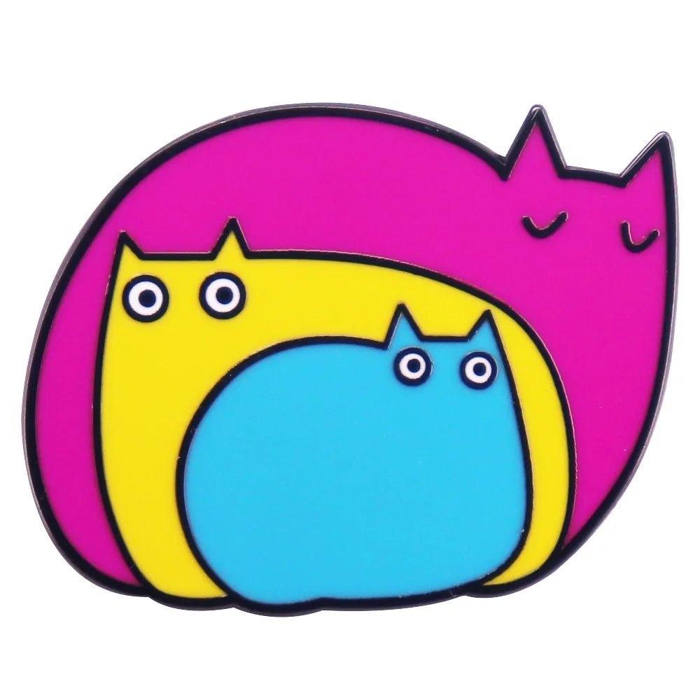 Pansexual Pride Badge - Dinosaur and Cats
