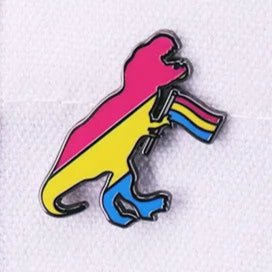 Pansexual Pride Badge - Dinosaur and Cats