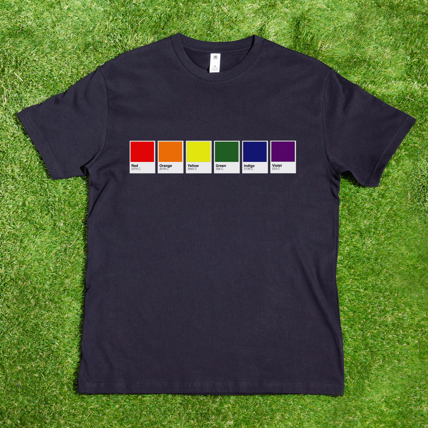 Pantone Pride Flag - Local hand printed unisex t-shirt - rainbow, trans, non-binary, lesbian, pan, bi, ace, aro