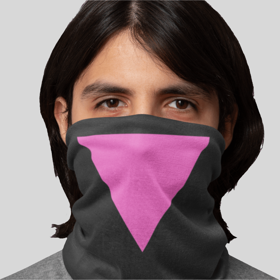 Pink Triangle LGBTIQA Resistance Lightweight Neck Gaiter - Face Mask from a Queer Owned Business