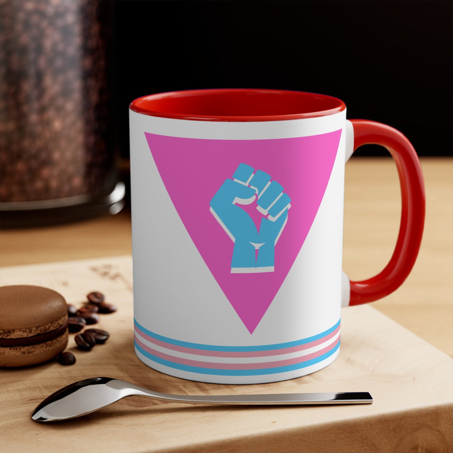 Pink Triangle trans pride resistance - colourful accent mug