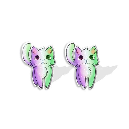 Genderqueer Pride Cat Kittens earrings