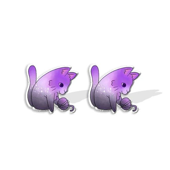 Asexual Pride Cat Kittens earrings